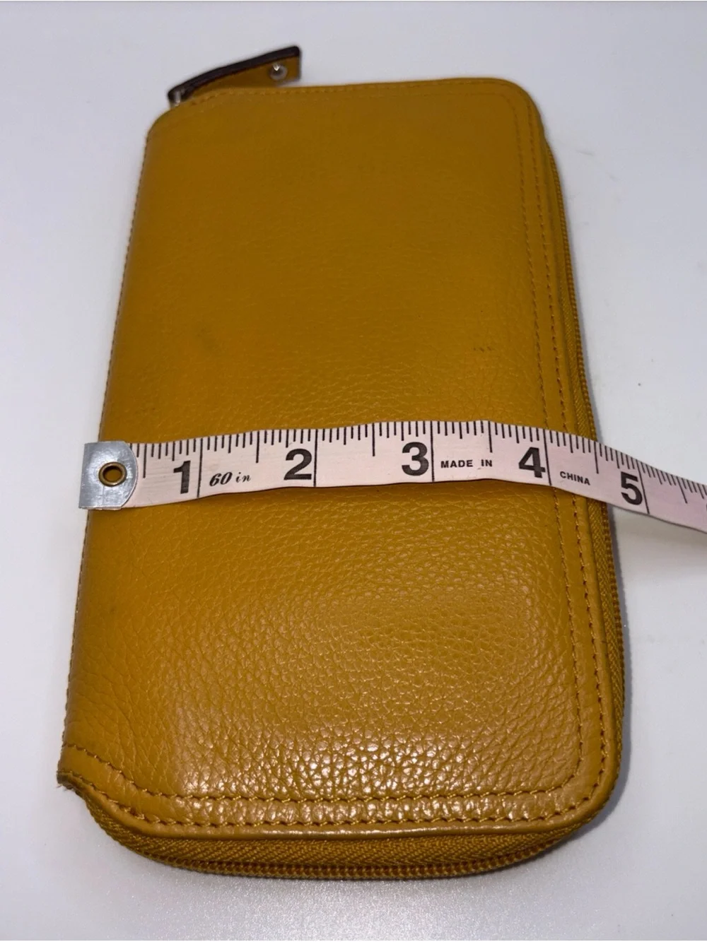 TIGNANELLO Leather Wallet Mustard Yellow Zip Around Multi Slot Clutch Pockets